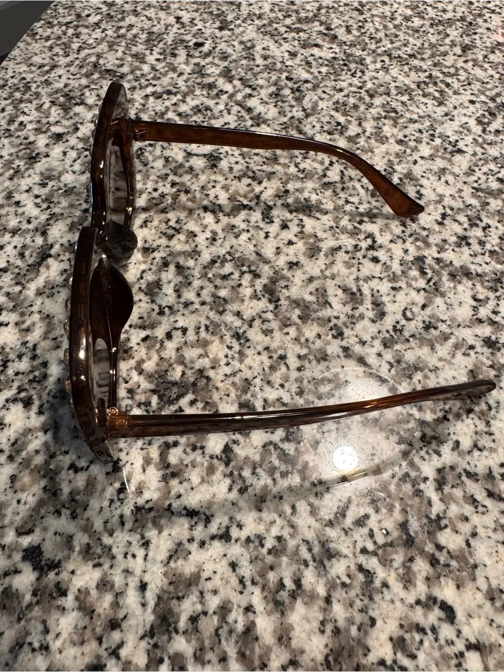 Embellished Brown Oversized Square Sunglasses